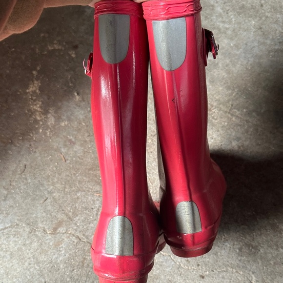 Hunter Girls Vibrant Red Pink Rain Boots Size 13 - Picture 6 of 10
